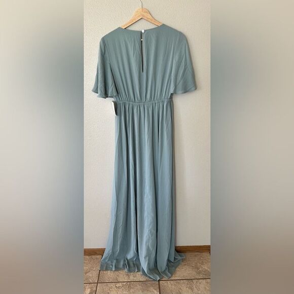 Show Me Your MuMu Emily Maxi Dress in Silver Sage Crisp Size Small - Picture 4 of 5